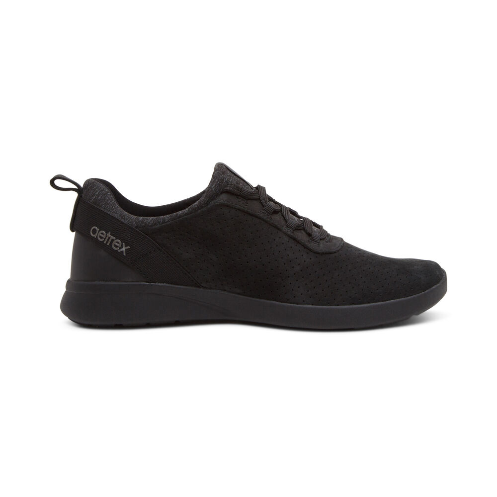 Aetrex Women's Kora Arch Support Sneakers - Black | USA ZLAP3QQ